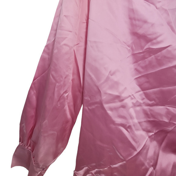 Hollywood Blouse by Praw Satin High Neck Long Sleeve Barbiecore Vintage Blouse - Picture 9 of 13